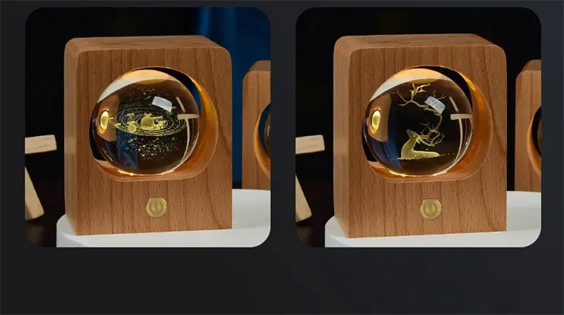 Luz nocturna láser 3D con bola de cristal de haya