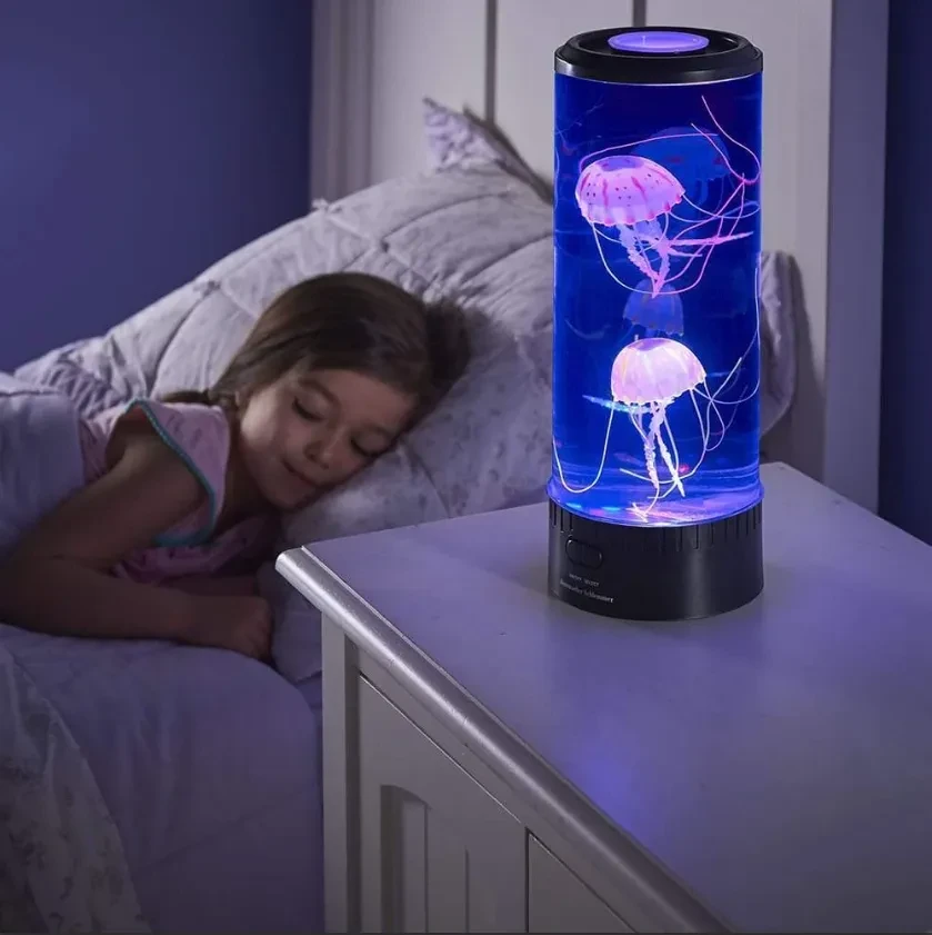 Lámpara LED de noche para acuario con medusas