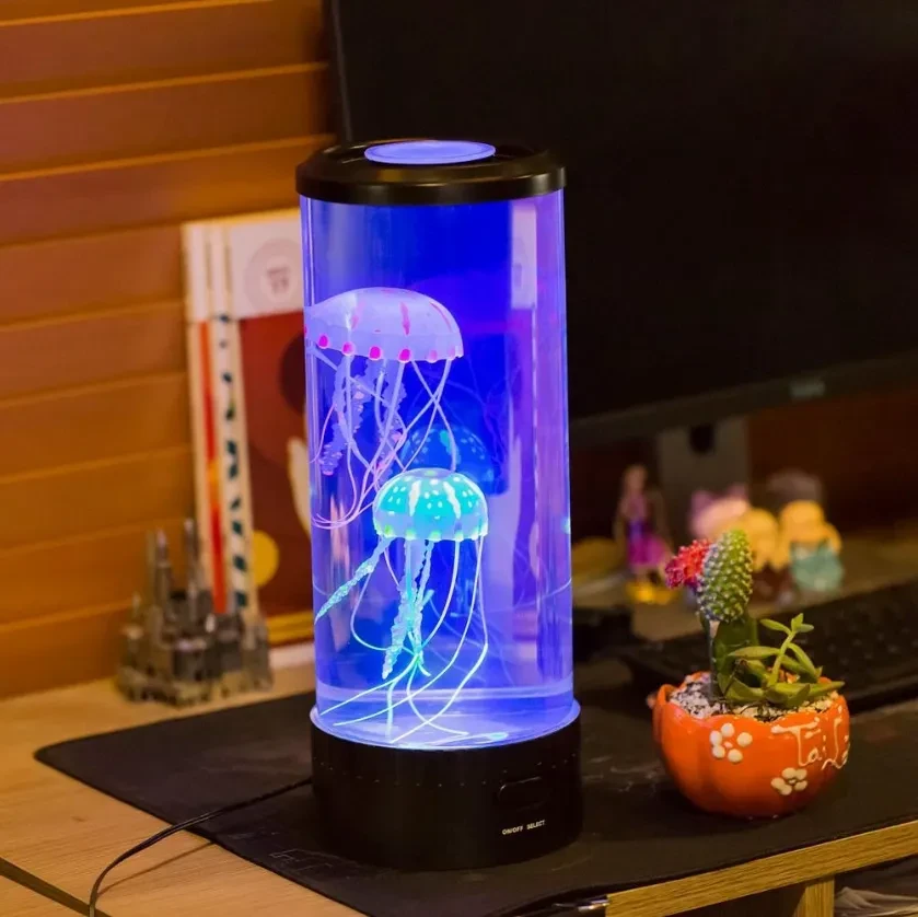 Lámpara LED de noche para acuario con medusas