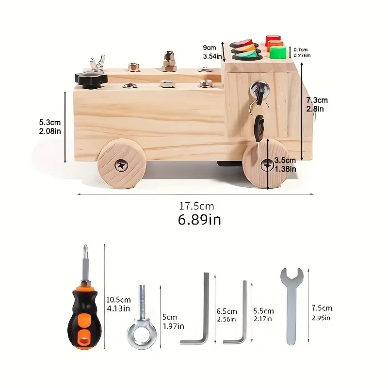 Tablero de actividades de madera con interruptor LED y destornillador: juguete de aprendizaje temprano para niños, actividad práctica, educativa y relajante.