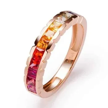 Anillo de moda para mujer, pulsera de circonita arcoíris