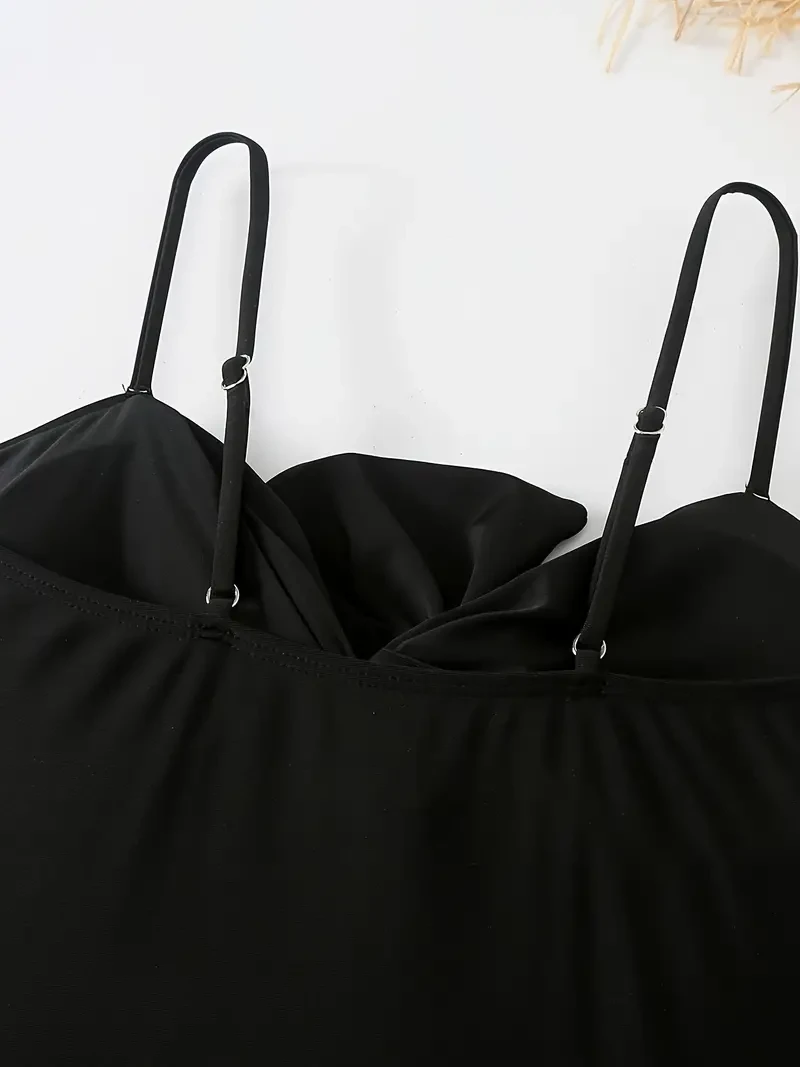 Traje de baño de una pieza con lazo de moda de dos piezas, conjunto de traje de baño adelgazante retro de color sólido, traje de protección solar para mujer