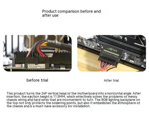 Chasis, placa base, fuente de alimentación ATX, 24 pines, codo de dirección de 90 grados, accesorios de funcionamiento
