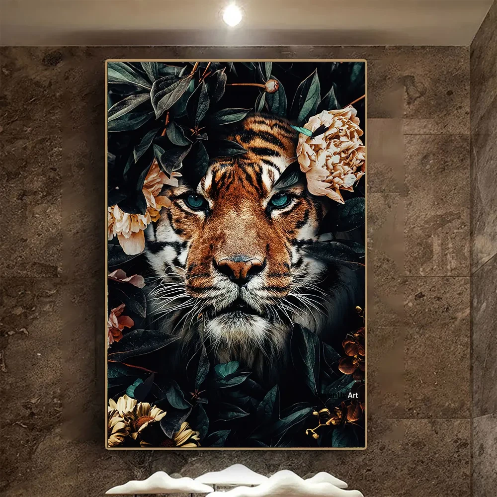 Póster impreso en lienzo con diseño de vida silvestre negra para decoración de pared de sala de estar