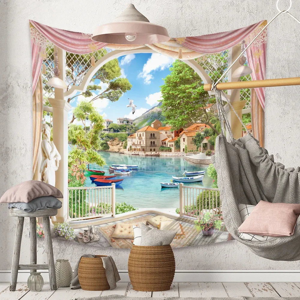 Tela de fondo para decoración de habitación con tapiz bohemio