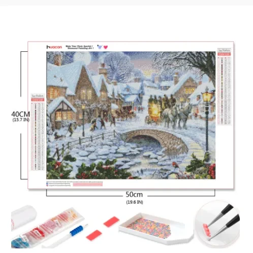 Conjunto de bordado de nieve de invierno para decoración del hogar