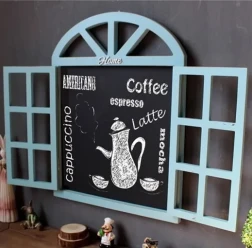 Pizarra de madera para decoración de pared con ventana falsa