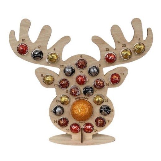 Calendario de Adviento de madera con marco para chocolates y fiestas navideñas