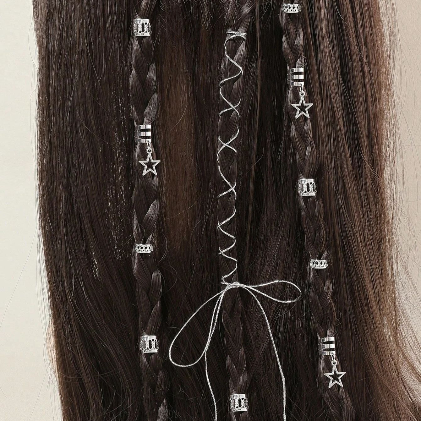 36 anillas de estrella para el pelo, pinzas para trenzas, puños para rastas y accesorios metálicos para el pelo.