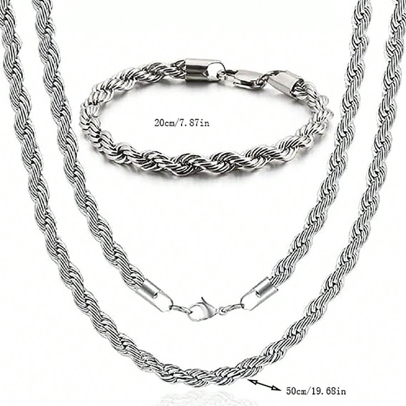 Conjunto de 2 collares y pulseras de cadena torcida con elegantes accesorios a juego.