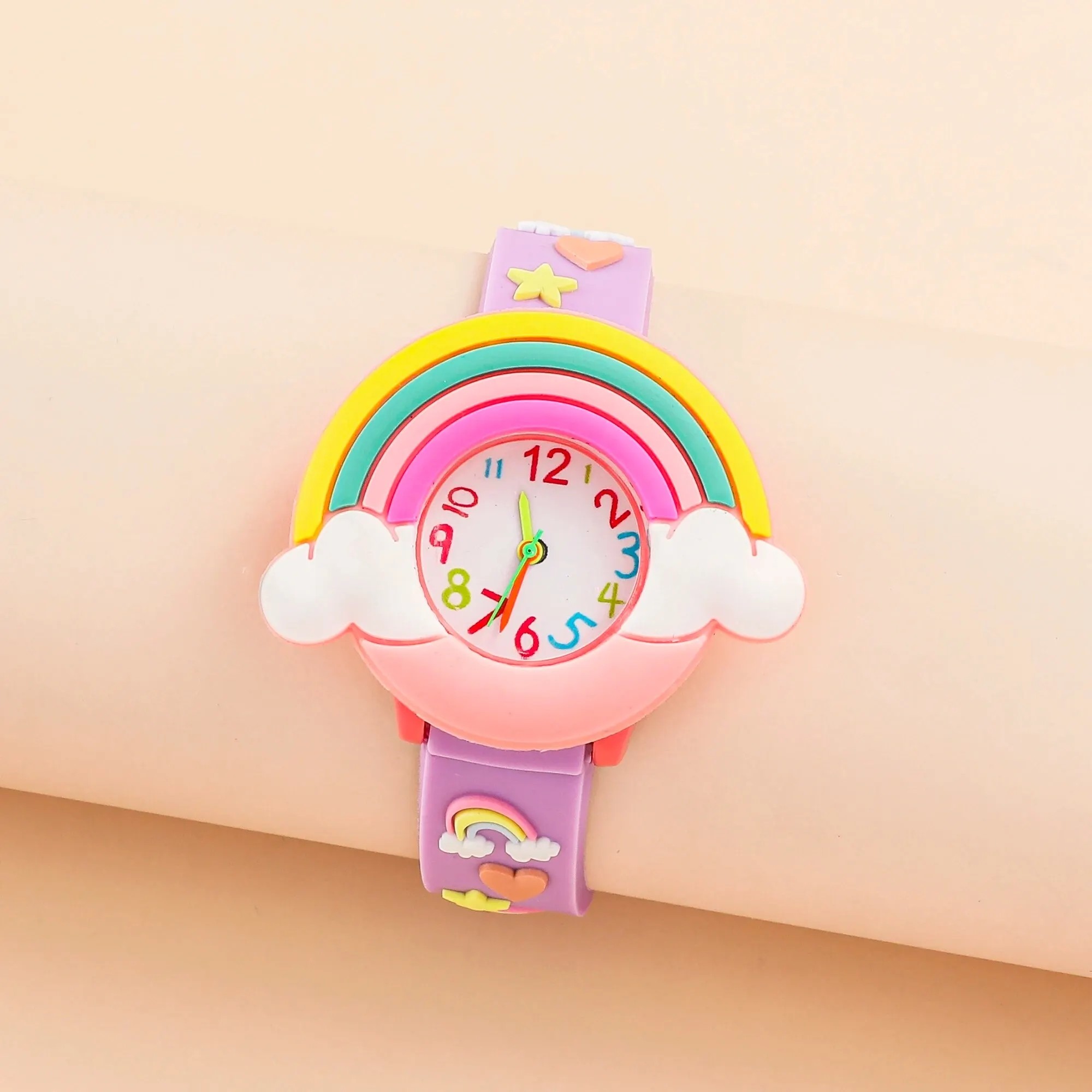 Reloj de silicona con diseño de nube arcoíris para niños (2024)
