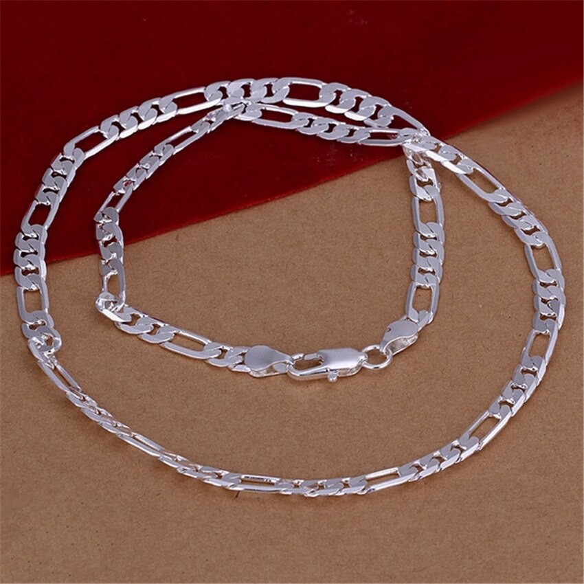 Collar de cadena plana de plata de 6 mm, joyería unisex de alta calidad.