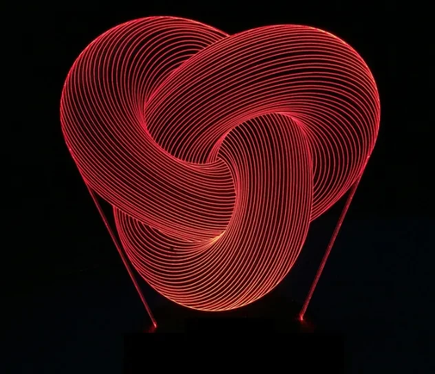Lámpara de mesa 3D acrílica colorida con luz nocturna LED abstracta giratoria