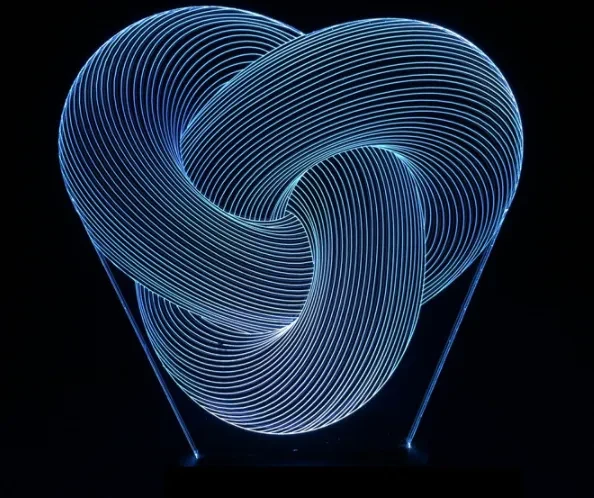 Lámpara de mesa 3D acrílica colorida con luz nocturna LED abstracta giratoria
