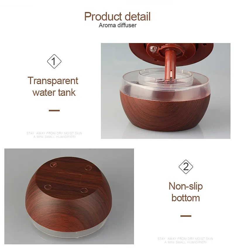 Difusor de aceites esenciales LED de madera