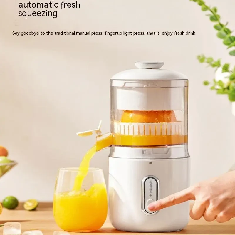 Exprimidor eléctrico inalámbrico de acero para naranjas y limones.