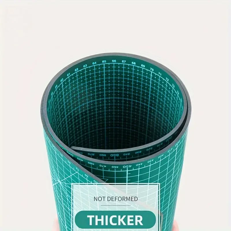 Tapete de corte verde A1 con escala - PVC seguro para la vista, almohadilla de grabado impermeable para manualidades y material de oficina