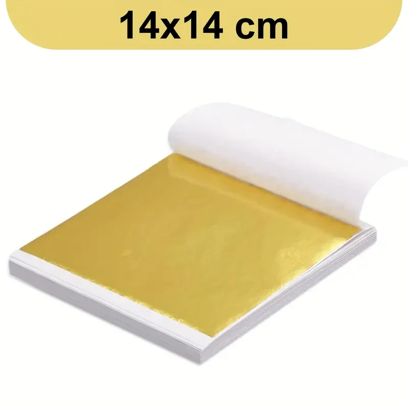 100 hojas de papel de aluminio dorado para manualidades artísticas de 14 x 14 cm