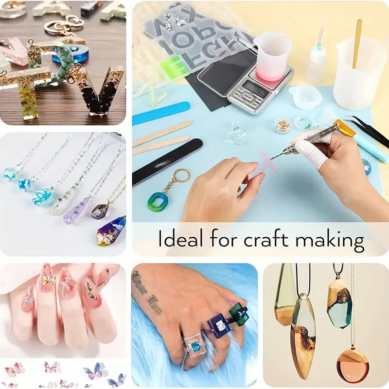 Kit de inicio para fundición de resina de 179 piezas, completo juego de herramientas epoxi con láminas de silicona