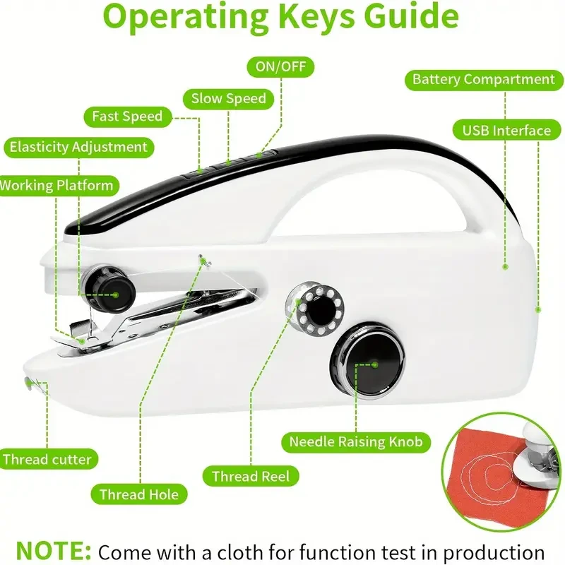 Kit de máquina de coser portátil: Minimáquina de coser fácil de usar para zurcidos rápidos, adecuada para diversas telas.