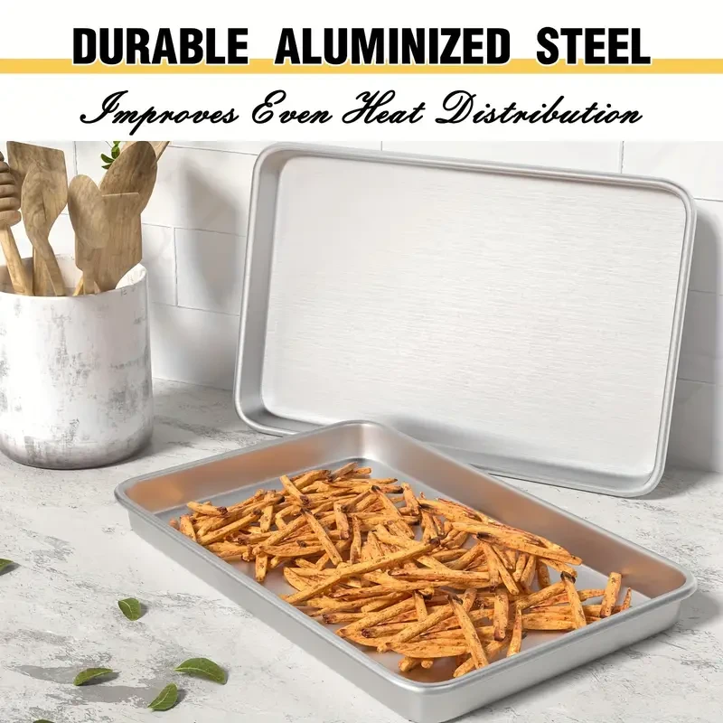 Bandejas para hornear de acero aluminizado de calidad comercial: duraderas, antiadherentes y resistentes al calor para resultados de horneado perfectos.