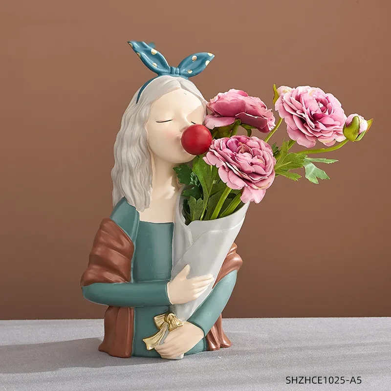 Decoración del hogar Figura de niña Escultura de resina Arte abstracto Habitación