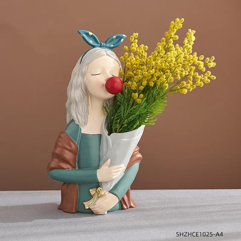 Decoración del hogar Figura de niña Escultura de resina Arte abstracto Habitación