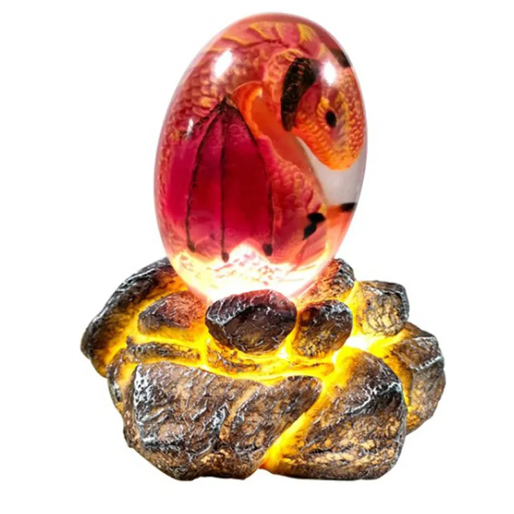 Estatua de huevo de dinosaurio con decoración ornamental de huevo de dragón de lava LED