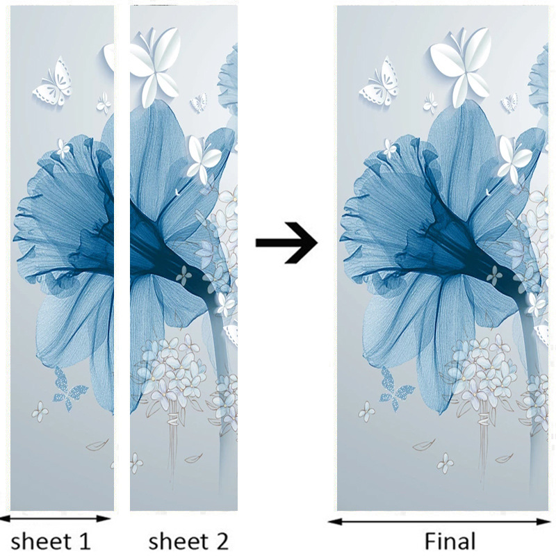 Pegatinas de pared autoadhesivas creativas de flores azules 3D para el hogar