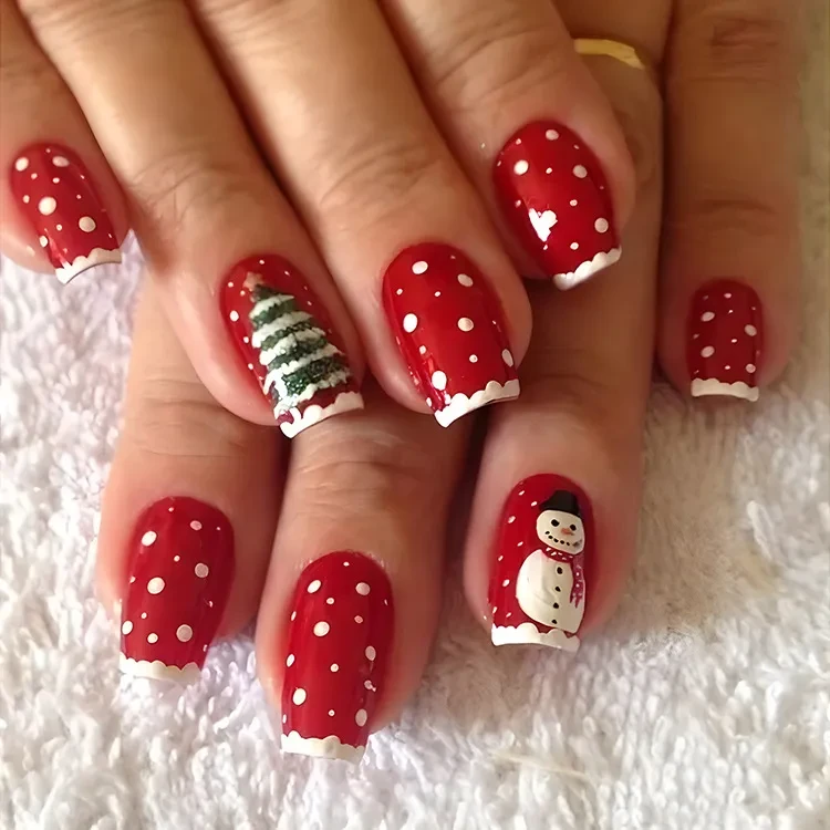 24 pegatinas navideñas para uñas postizas con diseño de copos de nieve y rayas