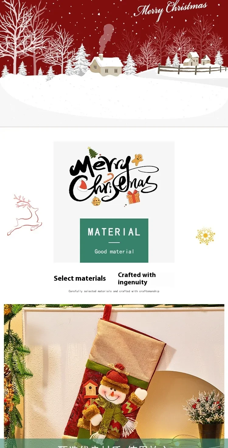 Bolsa grande de dulces con dibujos animados para decoraciones navideñas