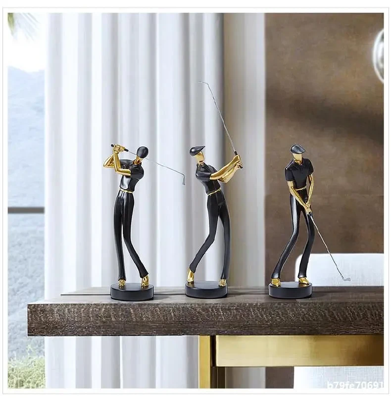 Decoraciones para salas de estar con temática de golf y muebles de TV