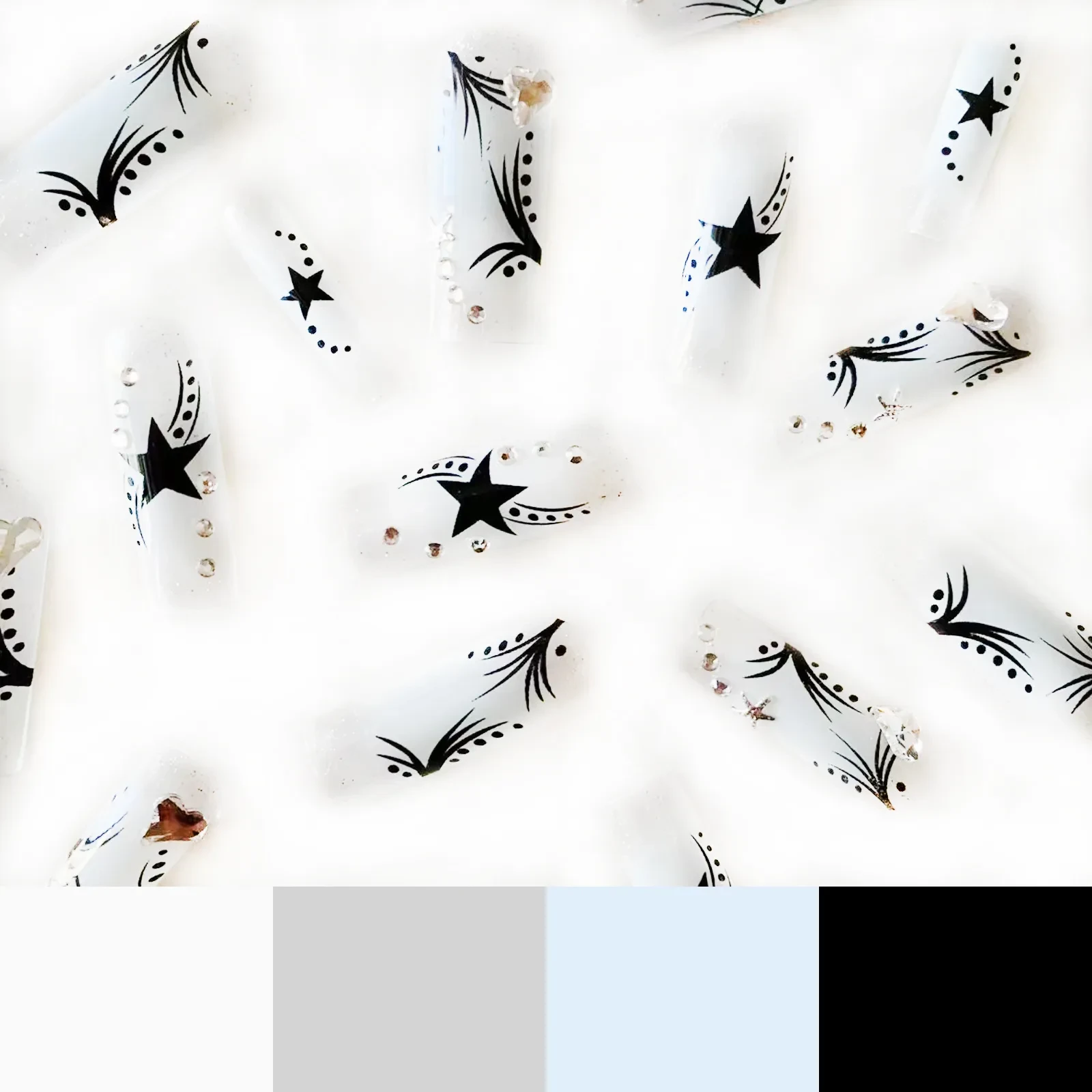 Uñas con parches de diamantes de imitación de moda para mujer