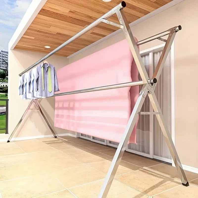Perchero metálico ajustable para ropa y trajes, perchero plegable independiente con 3 rieles extensibles, multiusos para secar y colgar prendas.