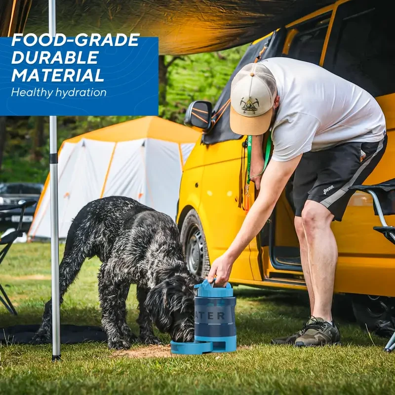 Dispensador de agua para perros, cuenco de viaje para acampar, parques, senderismo, dispensador de agua de 74 oz con cuenco extraíble para perros pequeños, medianos y grandes.