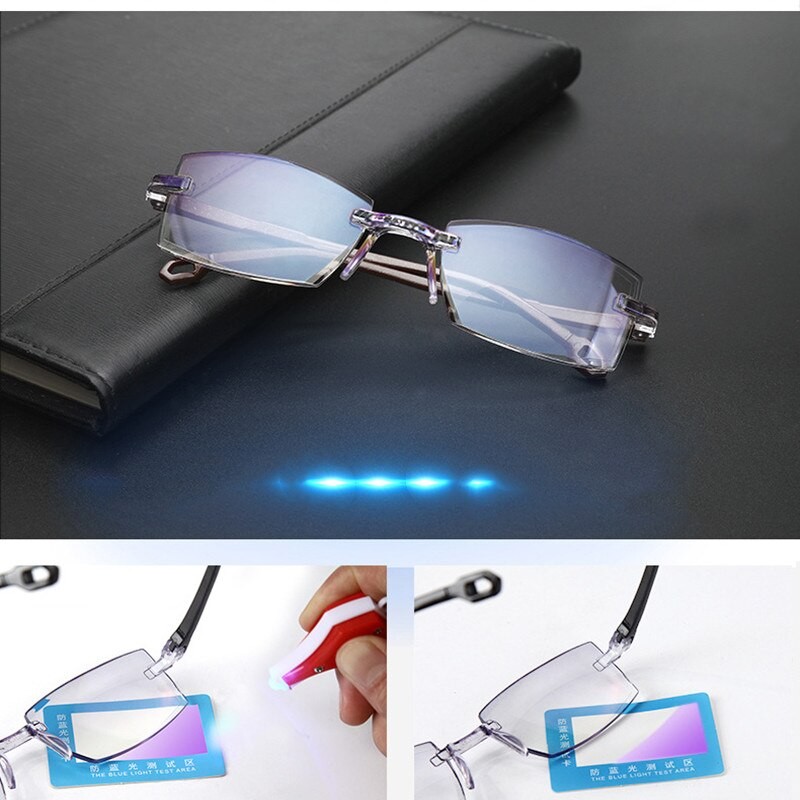 2 pares de gafas de lectura bifocales sin montura con protección contra la luz azul