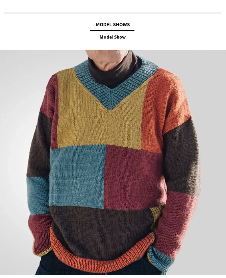 Jersey de cuello en V para hombre joven de moda