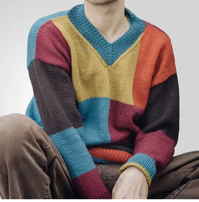 Jersey de cuello en V para hombre joven de moda