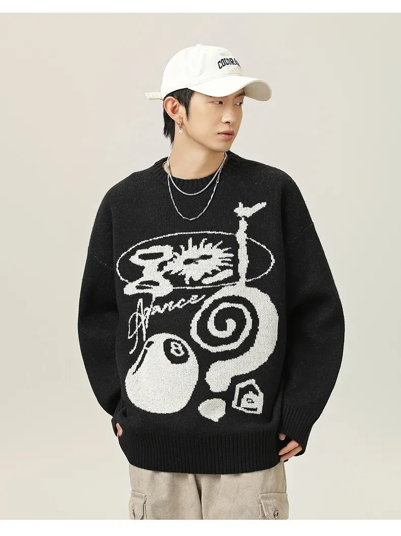 Suéter de brocado americano de felpa dibujado a mano