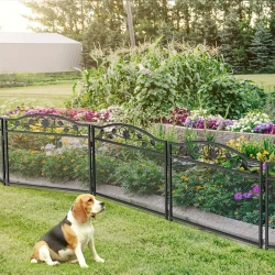 Valla de jardín decorativa de metal de 5 paneles, resistente, para perros, barrera para animales, sólida, resistente a la corrosión, para uso en interiores y exteriores, para animales medianos y pequeños.