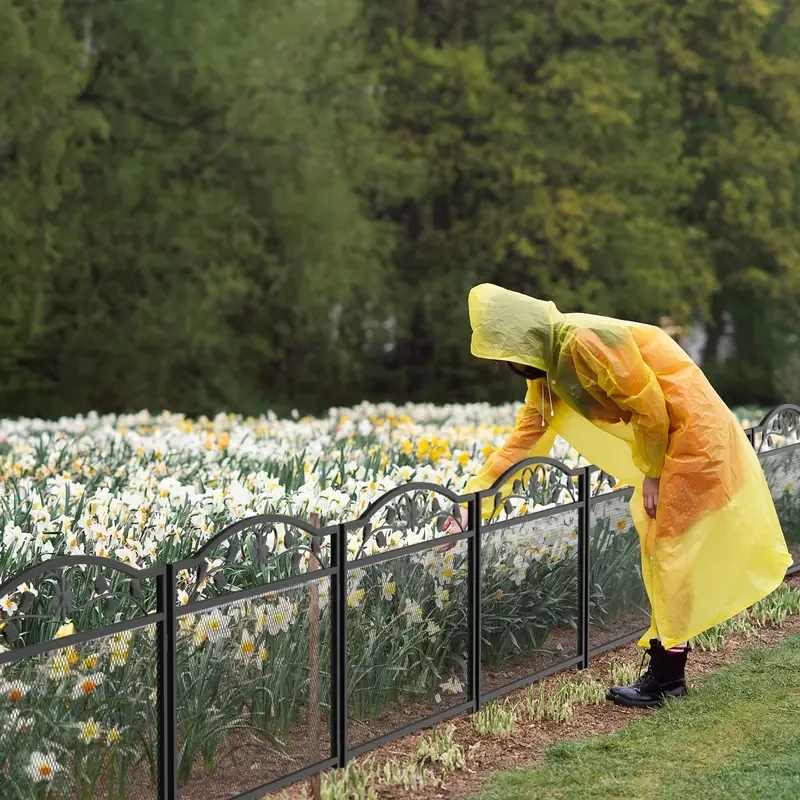 Valla de jardín decorativa de metal de 5 paneles, resistente, para perros, barrera para animales, sólida, resistente a la corrosión, para uso en interiores y exteriores, para animales medianos y pequeños.