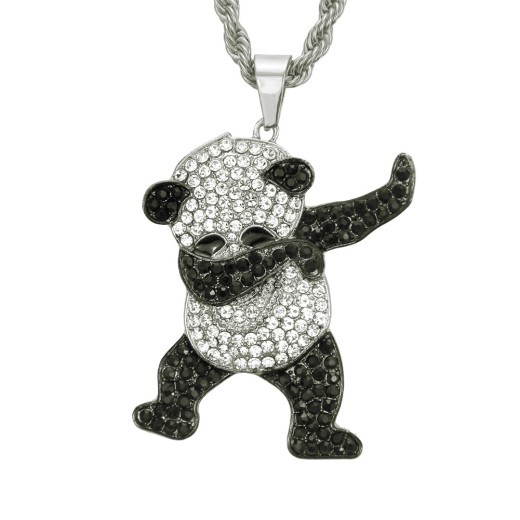 Colgante de diamante con diseño de panda de hip-hop