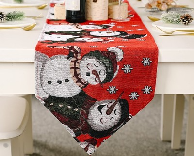 Bandera de mesa de tela tejida con decoraciones navideñas