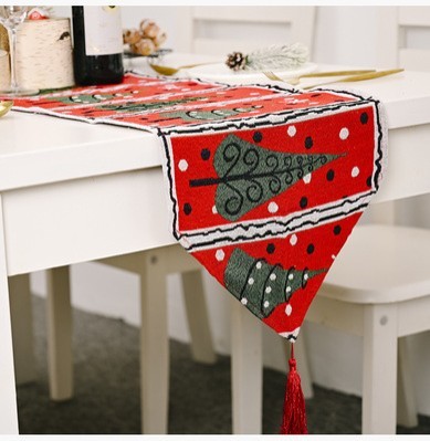 Bandera de mesa de tela tejida con decoraciones navideñas
