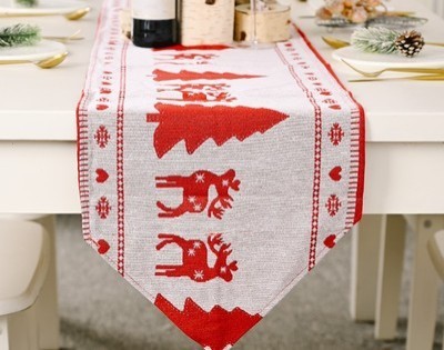 Bandera de mesa de tela tejida con decoraciones navideñas