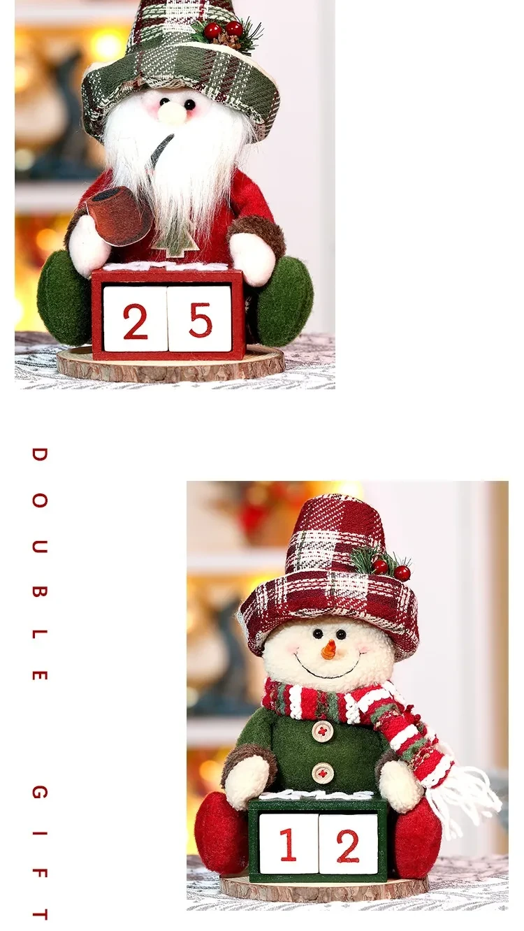 Calendario navideño Muñeco anciano Decoración de madera
