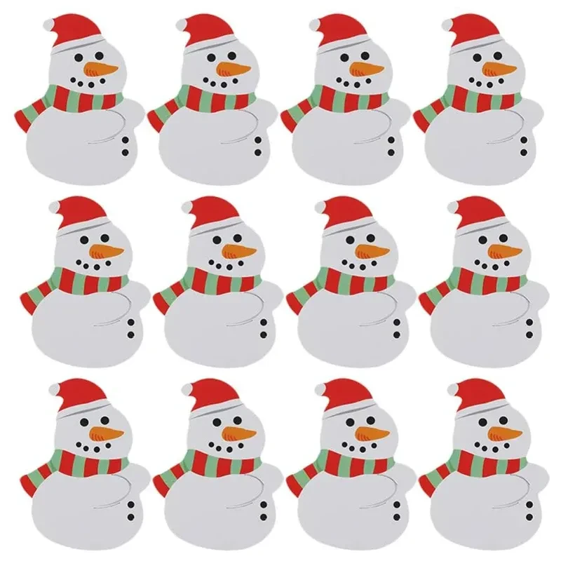Tarjeta de papel decorativa con forma de piruleta de muñeco de nieve navideño, decoración DIY