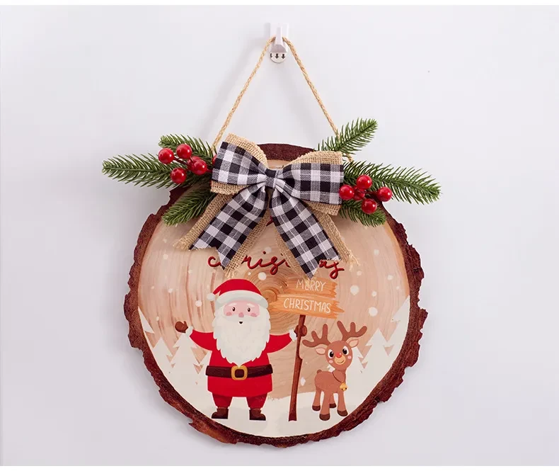 Etiqueta colgante de madera para decoración navideña, adornos de madera campestres
