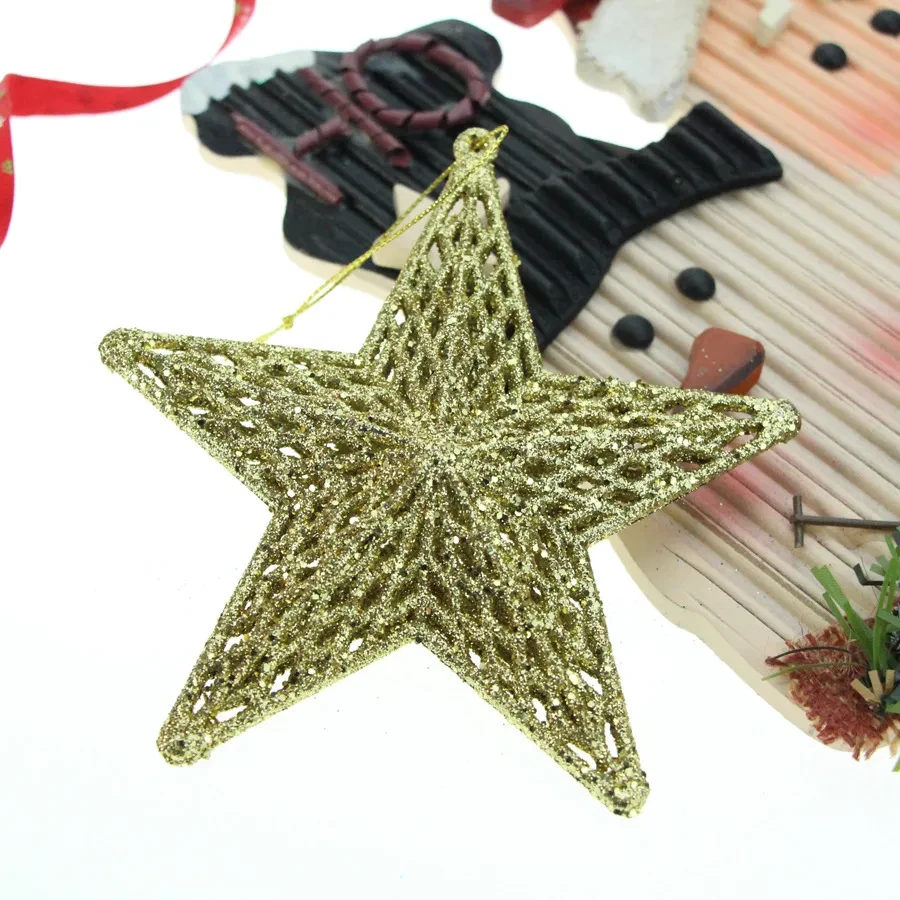 Decoración navideña tridimensional de estrella de malla de plástico