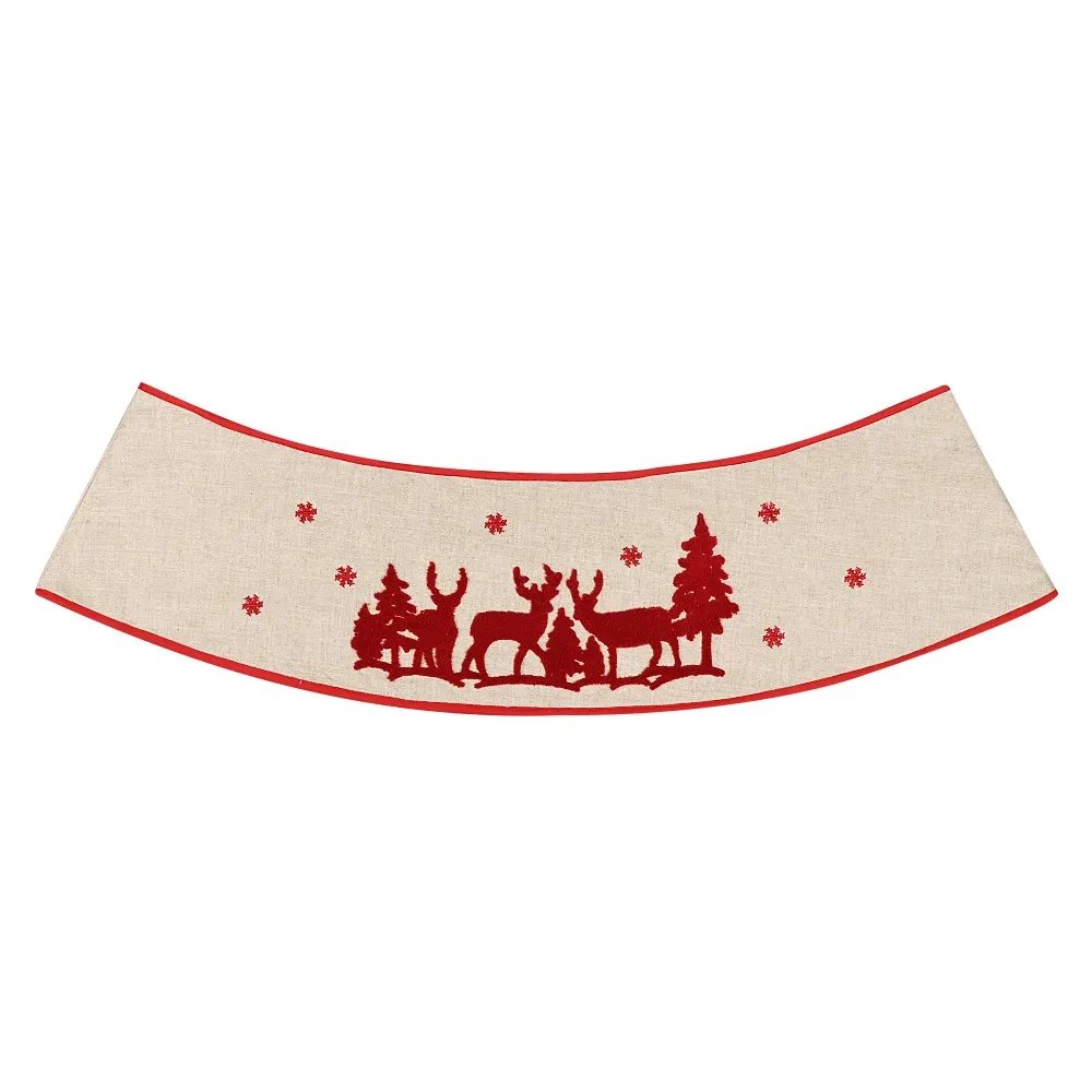 Falda de árbol de Navidad con diseño de alce, decoración plegable para árbol